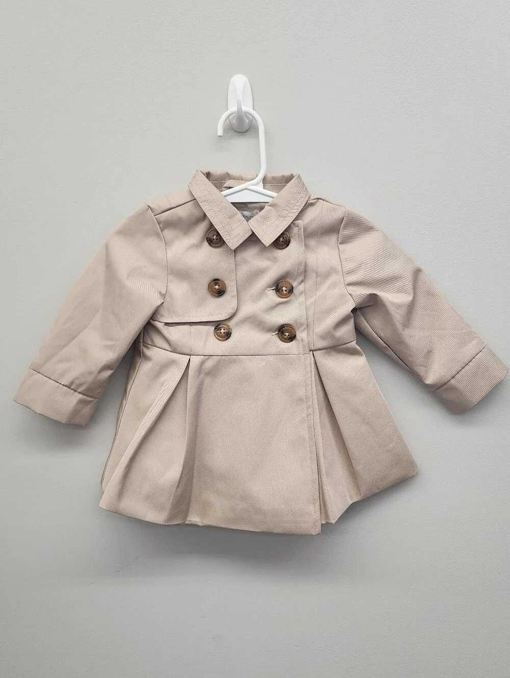 Tahari Baby Girls 3-6M Beige Trench Coat Jacket Bow Back Dressy